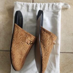 G G Design Mules In Brown Faux Suede